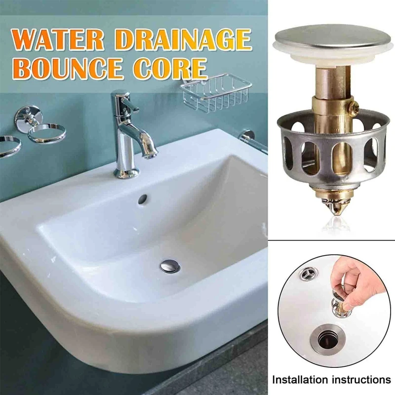

Universal Wash Basin Bounce Drain Plug Pop-up Bathroom Sink Draining Filter Basket for Home Kitchen Basin Strainer