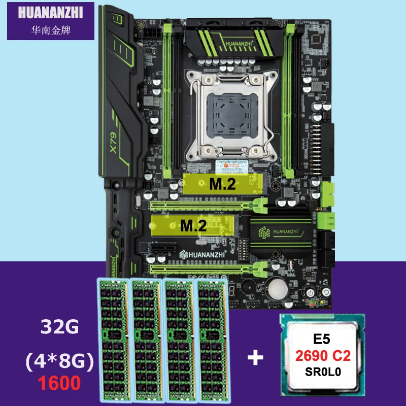 Комплект материнской платы HUANANZHI X79 с двумя слотами M.2 процессор Intel Xeon E5 2690 C2 2 9 ГГц