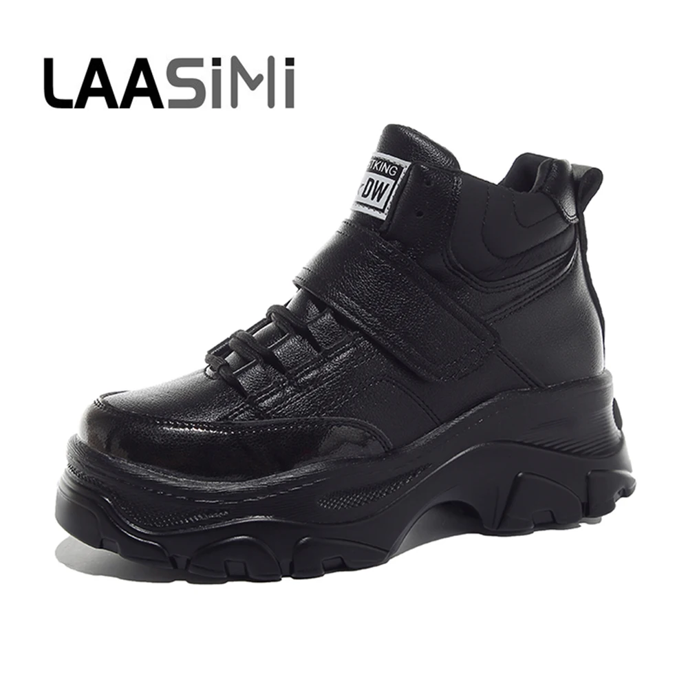 LAASIMI/ г. Новая модная женская обувь осенние женские кроссовки повседневные зимние кроссовки на платформе женские удобные ботинки с массивным каблуком