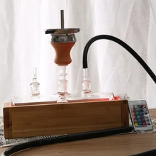 Кальян HY деревянная База Светодиодный светильник дистанционное управление MP5 стекло кальян высокое качество Танк chicha США дизайн для lavoo narguile