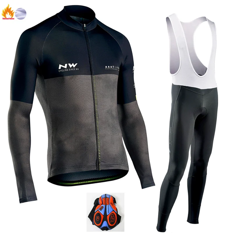 Зима Northwave термо флис Велоспорт Джерси Ropa Ciclismo MTB длинный рукав сохраняет тепло велосипед одежда велосипедная одежда - Цвет: Winter Cycling Suit