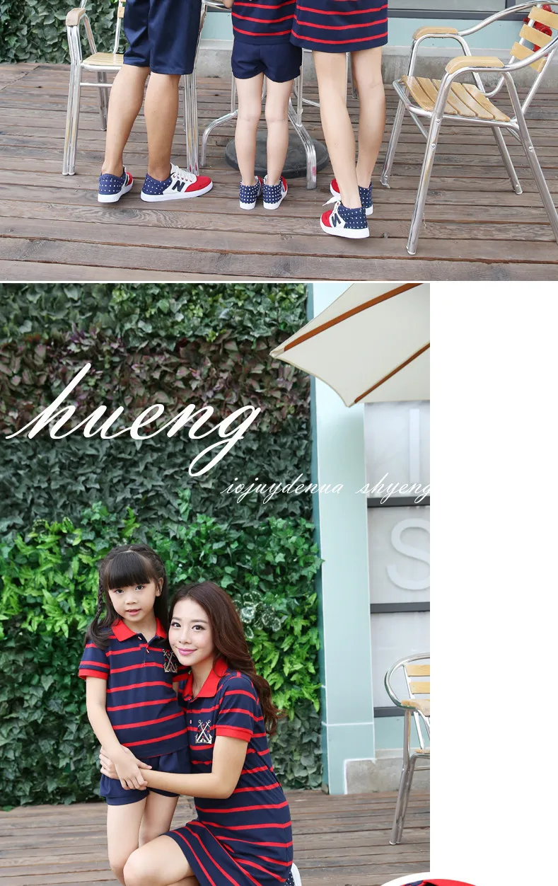 family clothing Summer children mother father arranged to open the barrel with three stripes fir family factory direct export