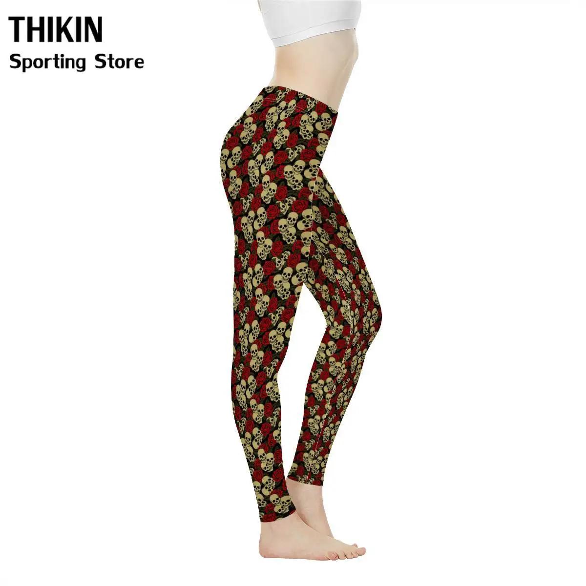 

Gym Leggings Skull Rose Sport Women Fitness legins Pants High-Waist leginss Running Sportswear Quick Drying Training Trouser