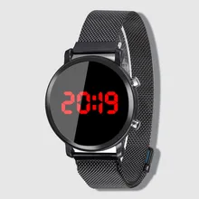 Круглый светодиодный часы мужские цифровые часы электронные часы мужские наручные часы из нержавеющей стали женские часы Relogio Masculino