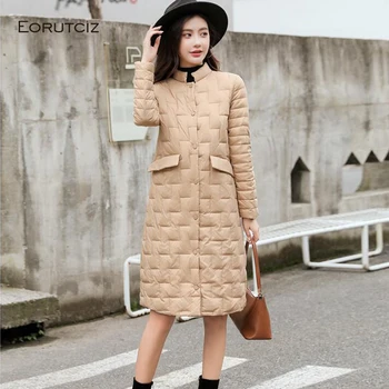

EORUTCIZ Winter Long Duck Down Coat Women Pocket Oversize Jacket Spring Slim Casual Fashion Coat LM720