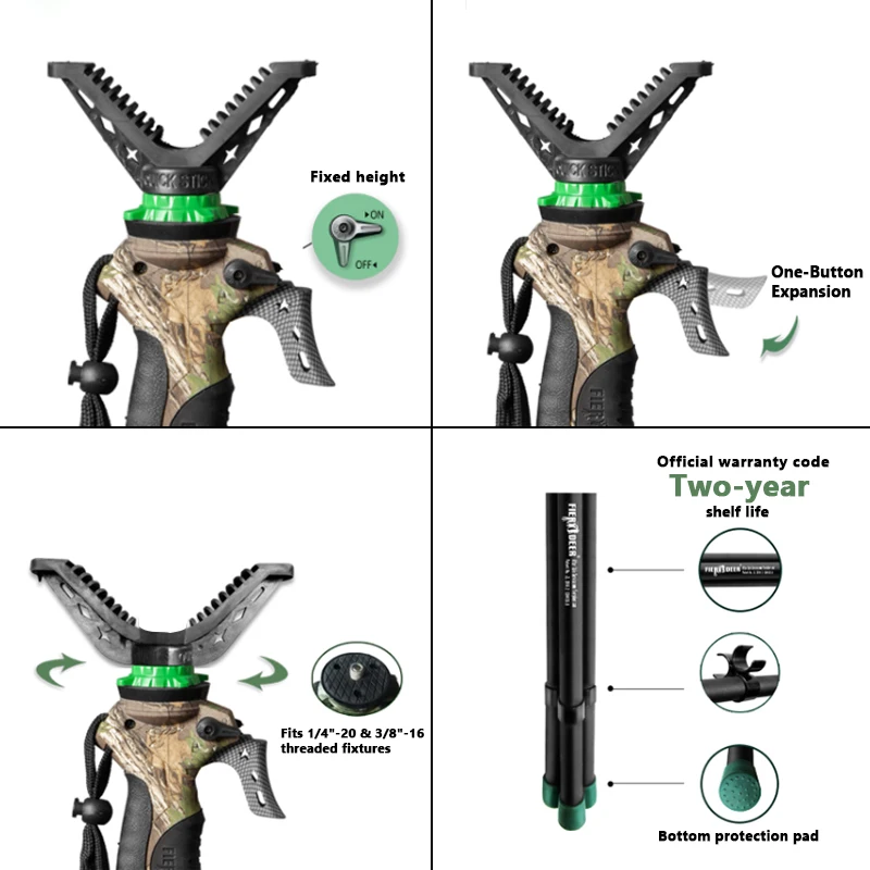Fierydeer WG-T02 Hunting Trigger Shooting Stick Telescope Camera Tripod Outdoor Tripods Scope Binocular Monocular Tripods Sticks