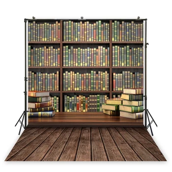 

HuaYi art fabric photography book shelf background wood planks floor backdrops studio photoshoot photography backdrops XT-7074
