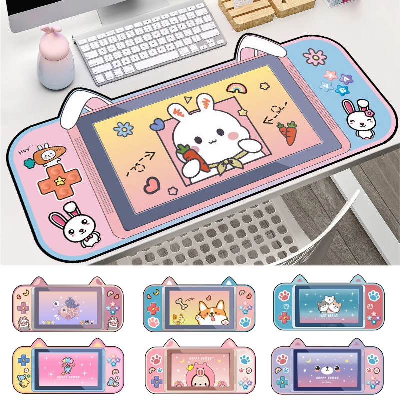Коврик для мыши Kawaii С мультяшными кошачьими ушками розовый большой