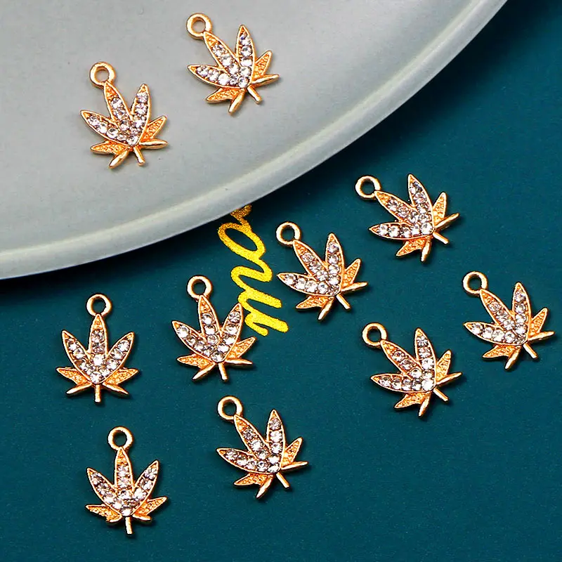 

10Pcs/set 3 Color Shiny Crystal Maple Leaf Spacer Beads Charms Small Leaves Leaf Charm Pendant DIY Jewelry Making Earring Crafts