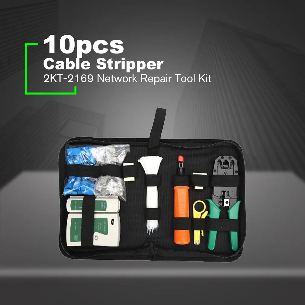 10/12pcs/set Portable LAN Network Repair Tool Kit UTP Cable Clamp Pliers Cable Tester Wire Crimper Stripping Crimping Pliers