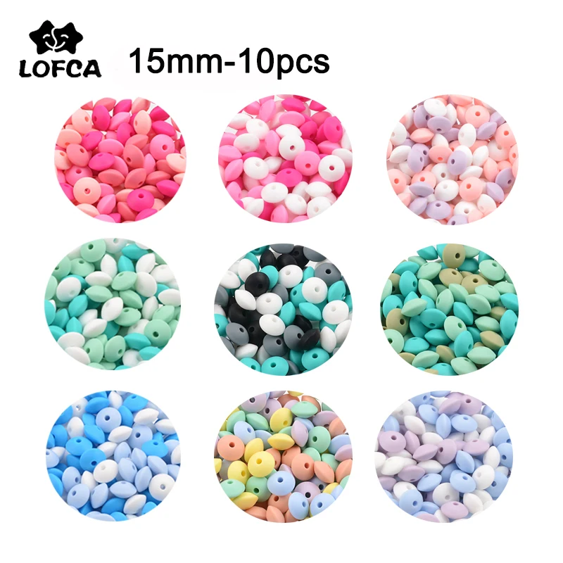Pacifier-Chain Baby Silicone Beads Accessorise Teething LOFCA 10pcs 15mm Oral-Care Bpa-Free
