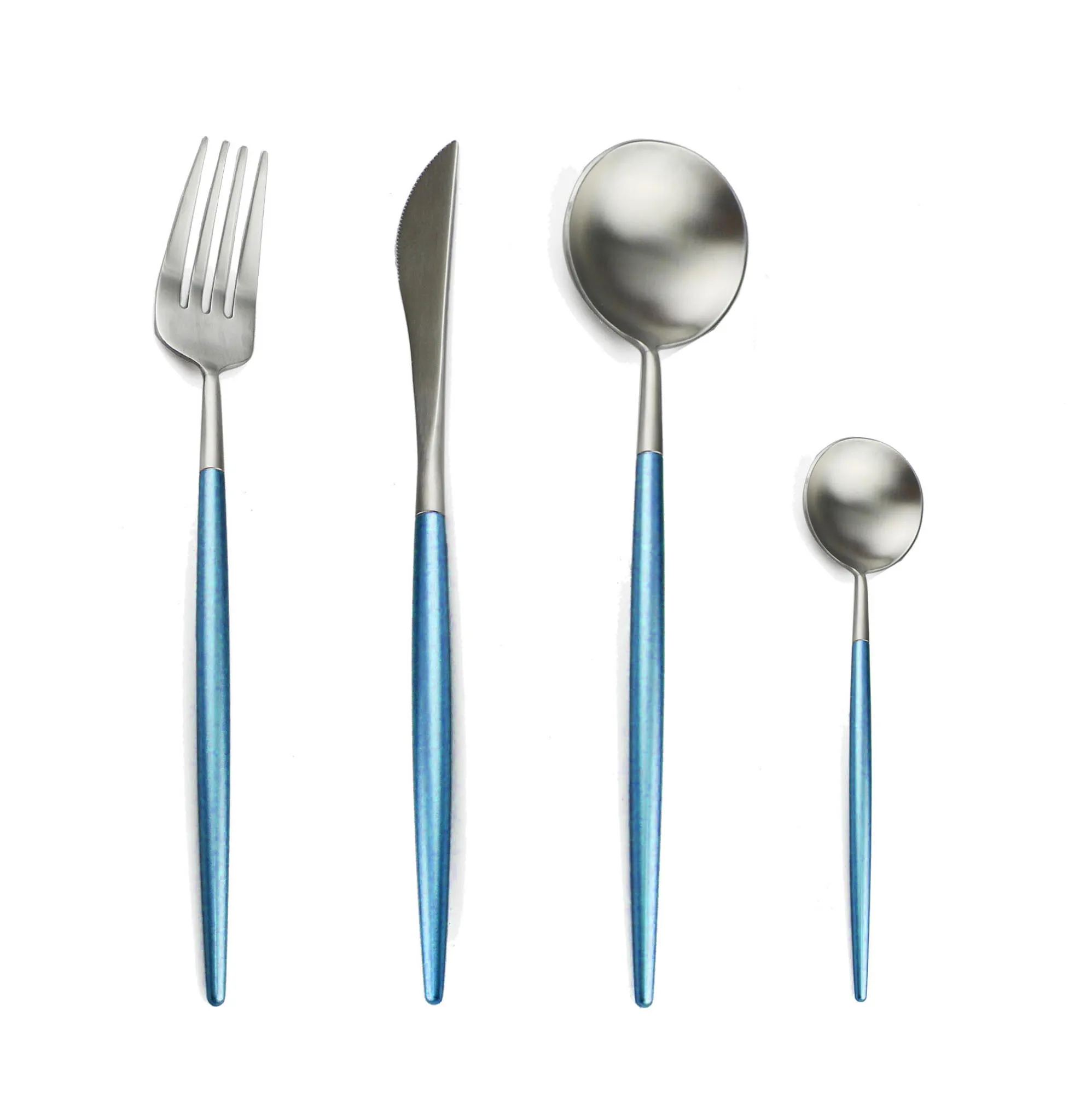 

4pcs Blue Dinnerware Set 304 Stainless Steel Western Flatware Set Home Party Tableware Dinner Set Kitchen Accessories Hot Sale