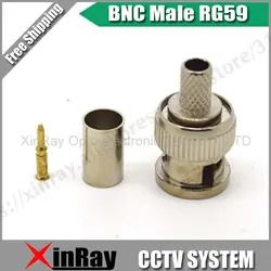 BNC Мужской обжимной разъем для RG59 коаксиальный кабель, RG59 Разъем BNC мужской 3 шт. обжимной разъем Вилки RG59 AC23 Бесплатная доставка