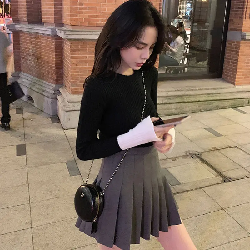 

Four seasons skirt 2021 new woolen high waist skirt pleated skirt college wind skirt female student Joker Korean version
