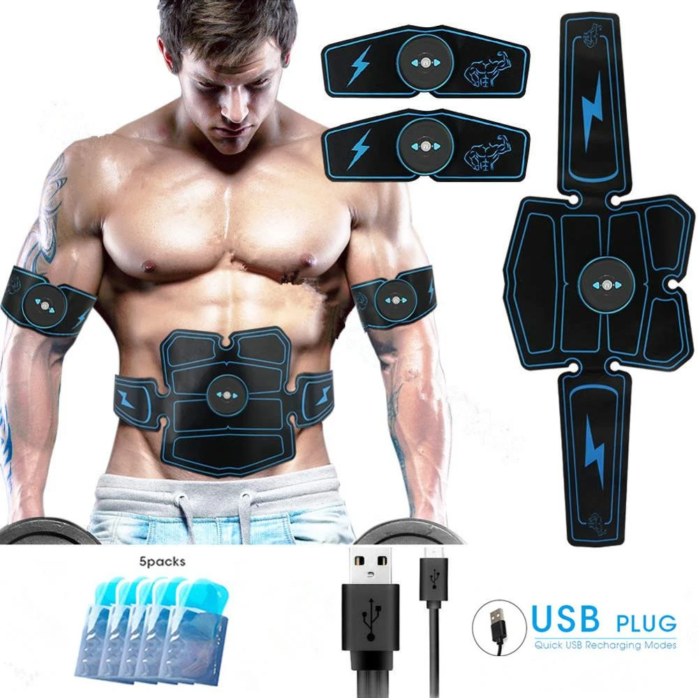 EMS Abdominal Trainer Muscle Toning Toner Gym Home ABS Smart Fitness Belt Black