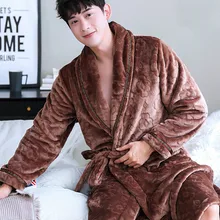 H5952 мужской халат осень зима толстый коралловый бархат большой размер теплый домашний халат Мужская Фланелевая Пижама с длинным рукавом