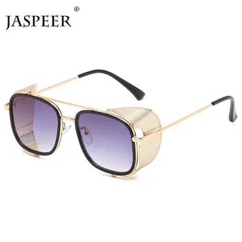 

JASPEER Steampunk Square Sunglasses Men Oversize Punk Driving Sun Glasses UV400 Eyewear Goggle Sunglasses for Men Metal Frames