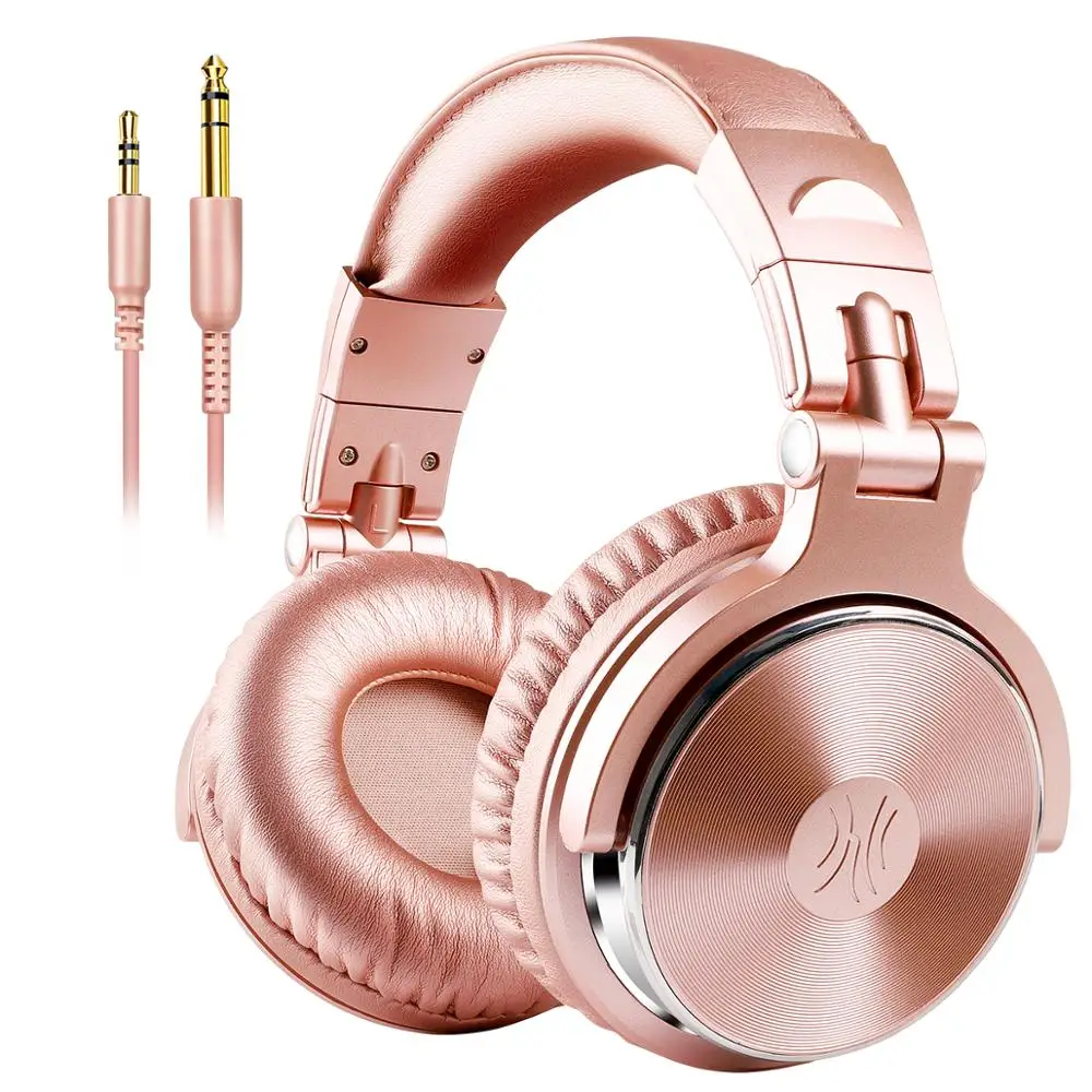 Oneodio Профессиональная Студия DJ наушники с микрофоном над ухом Проводные HiFi наушники для мониторинга складные Игровые наушники для ПК - Color: Standard-Rose-Gold