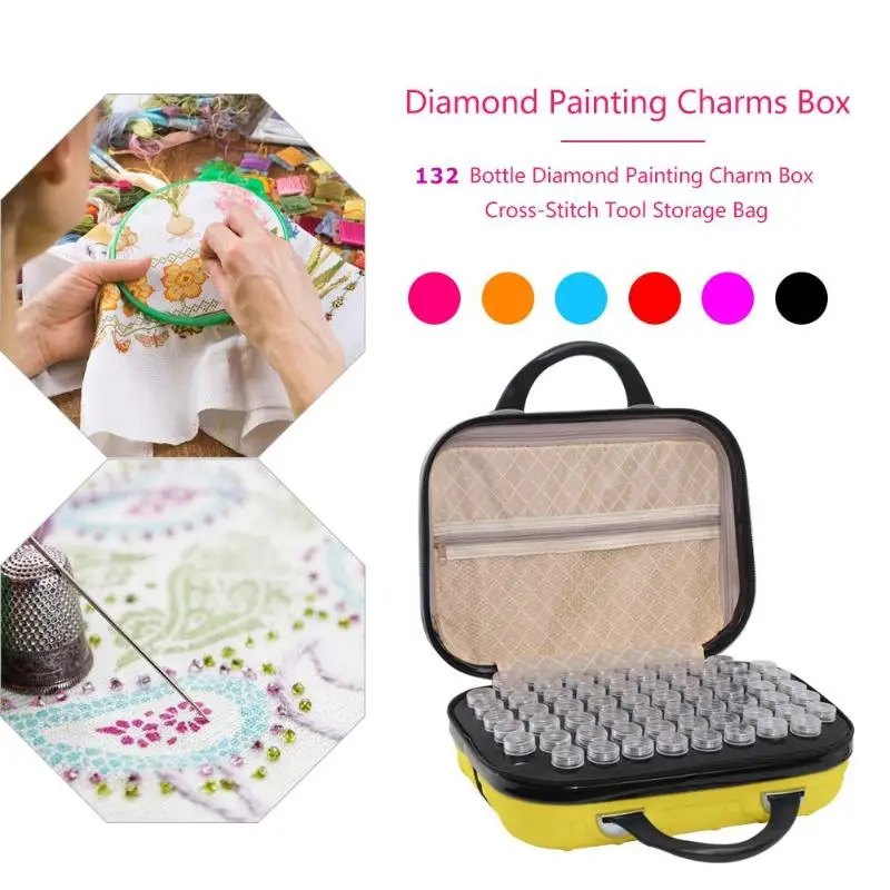Preise 132 flaschen Diamant Malerei Lagerung Box Bead Container Stickerei Handtasche Strass Fall Organizer Diamant Stickerei Werkzeug
