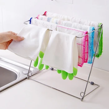 

Stainless Steel Convinient Towel Storage Rack 4 Layers Folding Towel Stand Rack Home Washing Cloth Draining Organizer Shelf