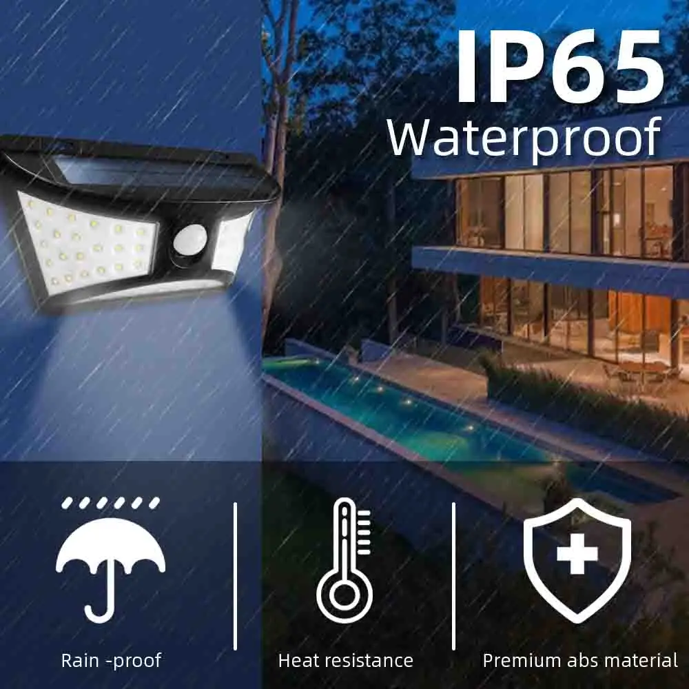 LED Solar Light Motion Sensor Solar Power Lamp for Garden Decoration Waterproof Outdoor Lighting Super Bright Security Wall Lamp