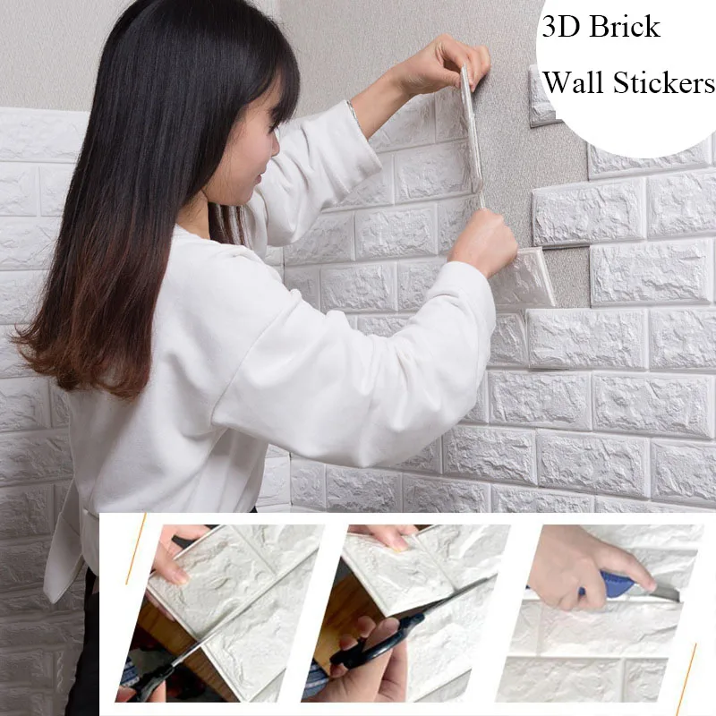 70*77 3D наклейки в виде кирпичной стены DIY самоклеящийся Декор Пена водонепроницаемые обои настенные для ТВ фон дети гостиная