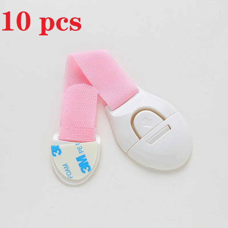 pink safety lock 10 шт./партия предохранительный замок для детей преддошкольного возраста с защитой от защелки для рук, дверного шкафа, холодильника, шкафа, ящика, безопасные замки для новорожденных - Цвет: pink safety lock