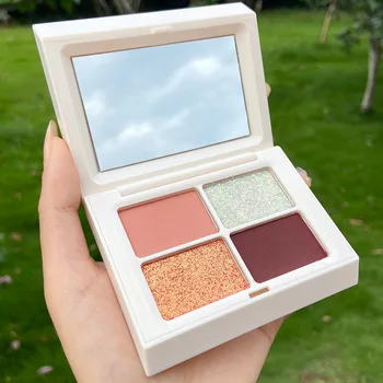 

4 Color Nude Eyeshadow Palette Matte Glitter Eyeshadow Milk Tea Color Lasting Waterproof Eye Shadow Cosmetic Eye Shadow