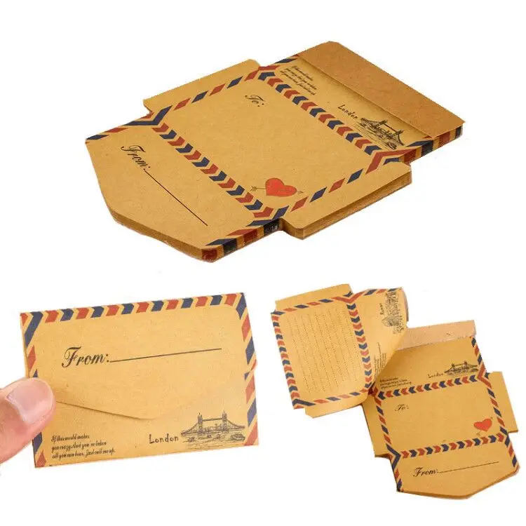

New Arrival 45 Sheets Vintage Creative Foldable Kraft Envelope Memo Pad Notes Message Paper Card Paperlaria Kawaii Stationery