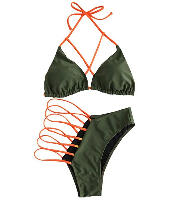 

Swimming Run 2018 Europe And America-Women's Brazil Thong Bikini Set Cross Knot Push AliExpress Foreign Trade