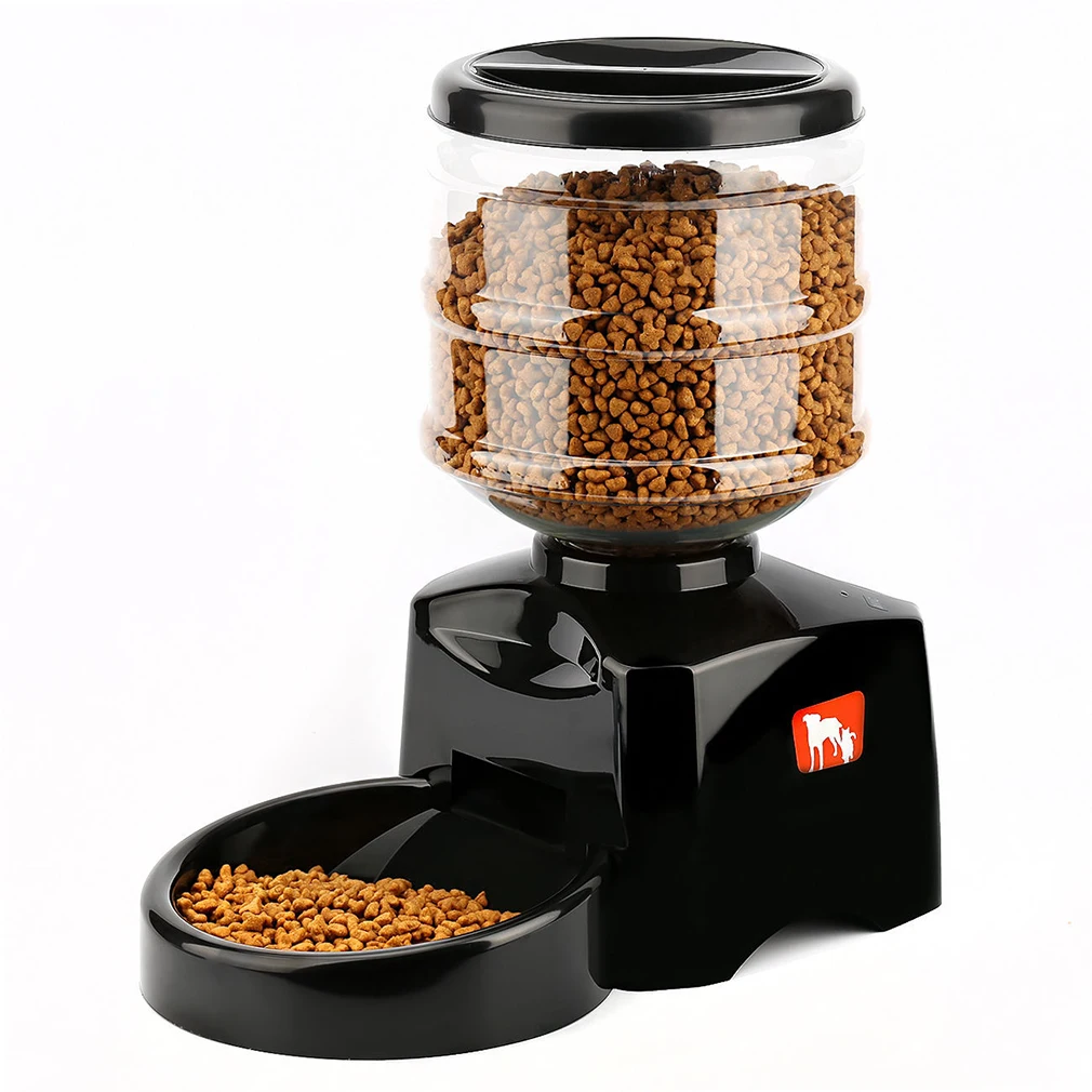 

5.5L Automatic Pet Feeder with Voice Message Recording and LCD Screen Large Smart Dogs Cats Food Bowl Dispenser Black Dropship