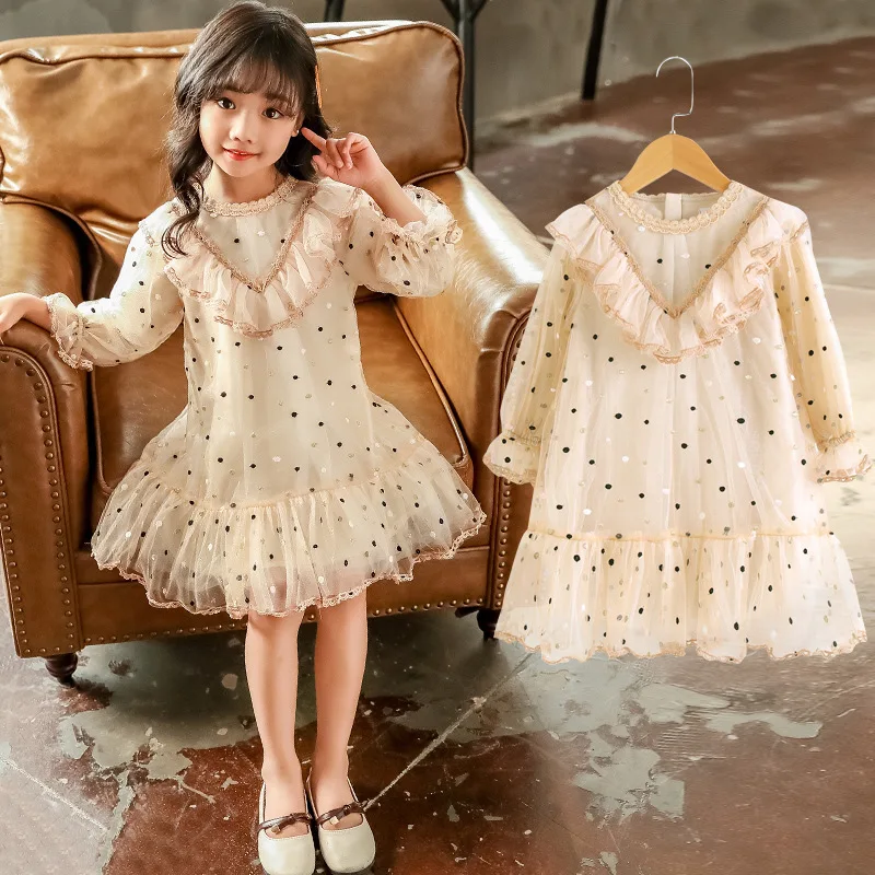 

Girls Dresses with Sleeves for Party and Wedding 2019 Autumn Princess Dress Girls Lace Ball Gown Kids Dress Tulle Girls Clothing