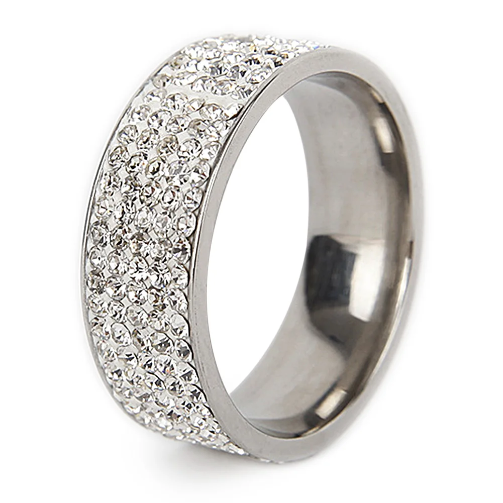 

Women Men Wide Type Ring Titanium Rings Men Band Simulated Diamonds Rings Wedding Jewelry