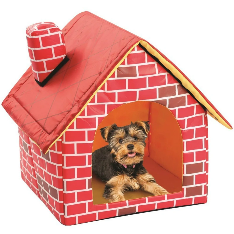 Съемный домик для собак Benepaw, для маленьких собак, дышащий, эластичный, с принтом кирпича, для щенков, питомник, теплая, Всесезонная кровать для питомцев