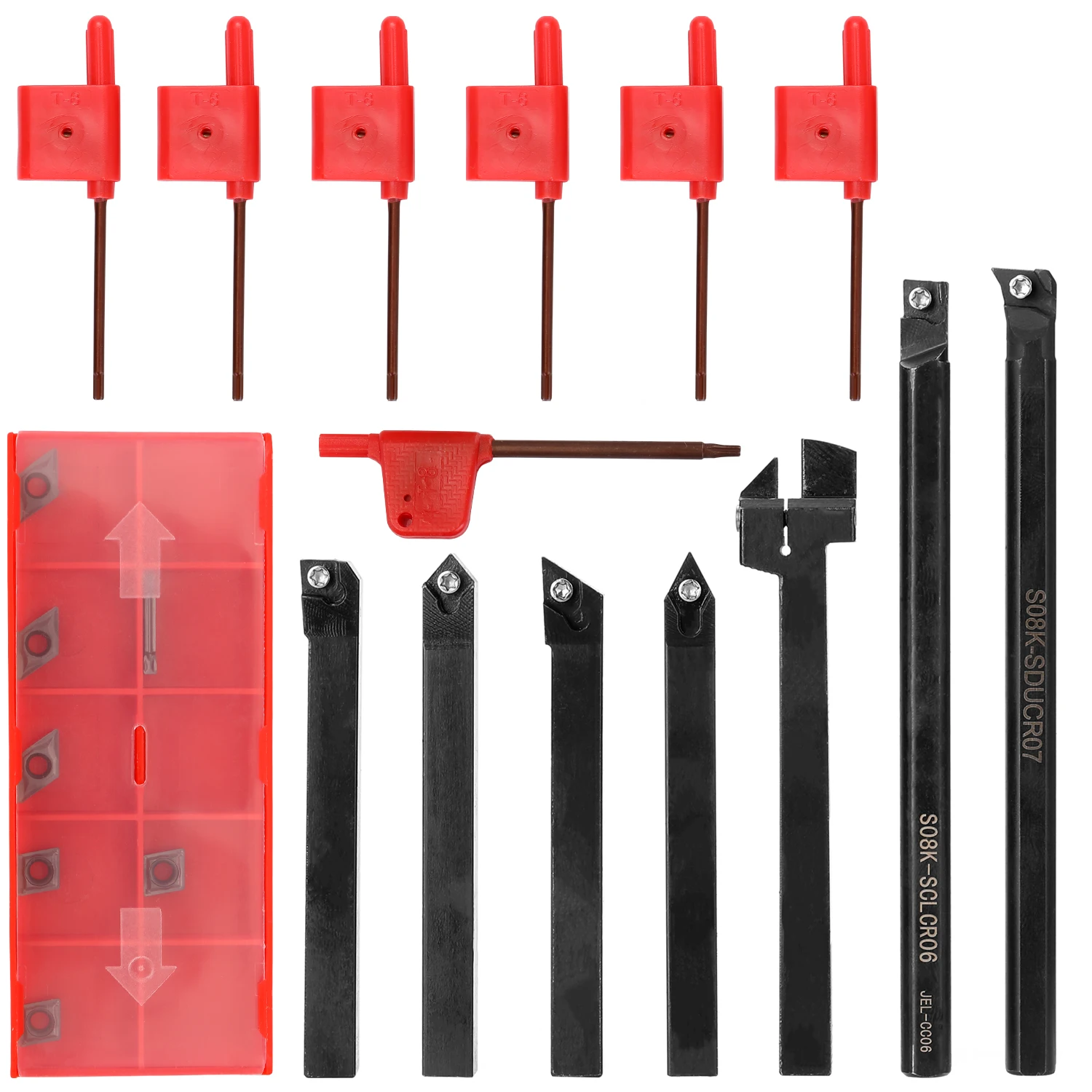 8mm 7pcs Turning Tool Set High Hardness Metal Milling Cutter Lathe Cnc Tool Holder With Wrench With Blade