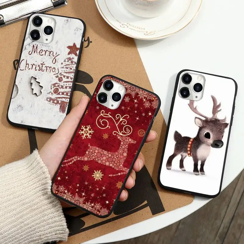 

Merry Christmas New Year Deer Tree Phone Case for iPhone 11 12 mini pro XS MAX 8 7 6 6S Plus X 5S SE 2020 XR