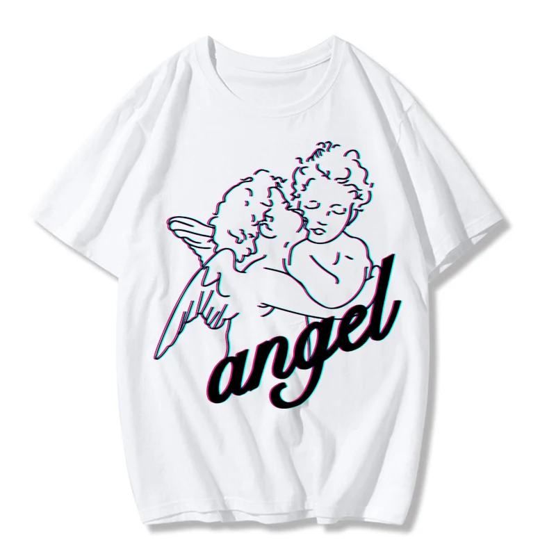 Angel Aesthetic Kawaii T Shirt Women Harajuku Korean Style T-shirt Ullzang Cute Grunge Tshirt 90s Graphic Fashion Top Tee Female