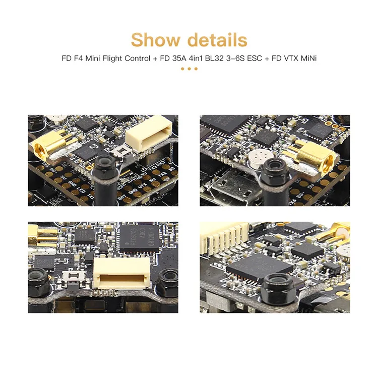 HGLRC FD435-VTX стек ESC combo 20x20 мм M2 F4 FC BLHeli_32 35A 4в1 ESC для гоночного дрона FPV 3-6 S