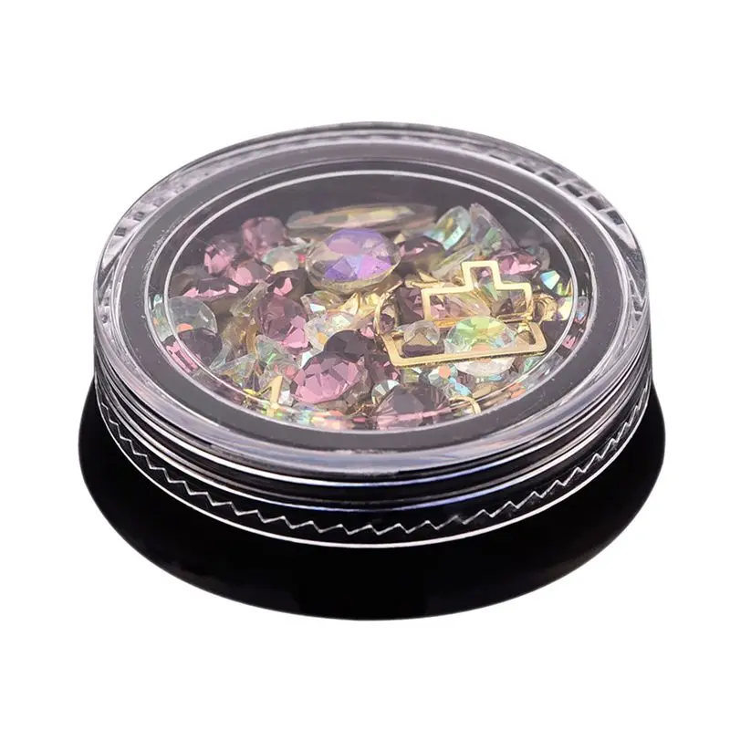 2 Box 3D Nail Jewelry Colorful Mixed Acrylic Tip Diamond Flat Jewel Stone Nail Rhinestone Manicure DIY Nail Art Decoration(Magi