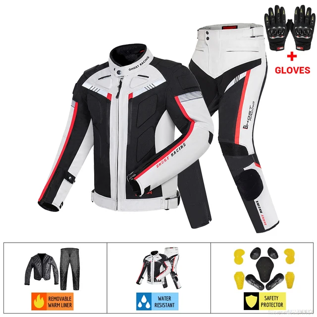 Waterproof Motorcycle Jacket Pants Off-Road Racing Motocross Riding Jacket Suit Men Windproof Touring Moto Protective Suit GR-Y-07 BKW Suit