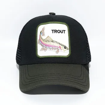 

2019 New Summer trucker cap mesh snapback hip hop hats for men embroidery baseball cap TROUT TRUCKER