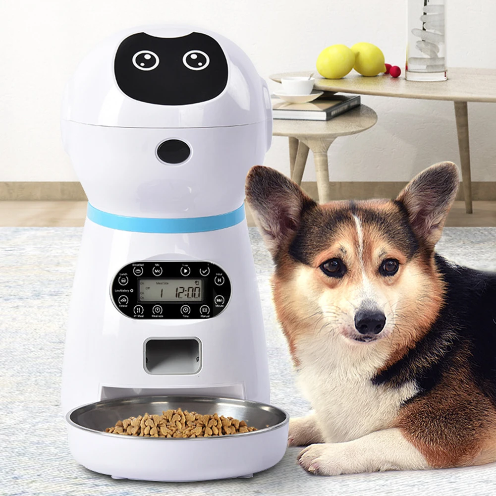 

Pet Automatic Feeders dog Dispenser Feeder Pet Feeder Stainless Steel Bowl Voice Recorder Timing Programmable Automatic