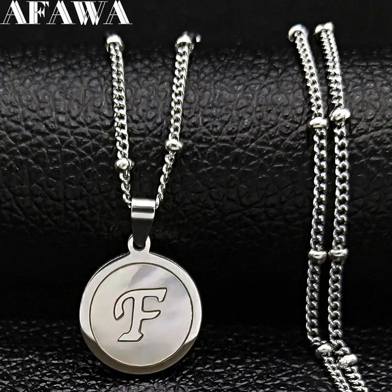 Модное ожерелье из ракушек нержавеющей стали с буквой F 2021 женское бисера