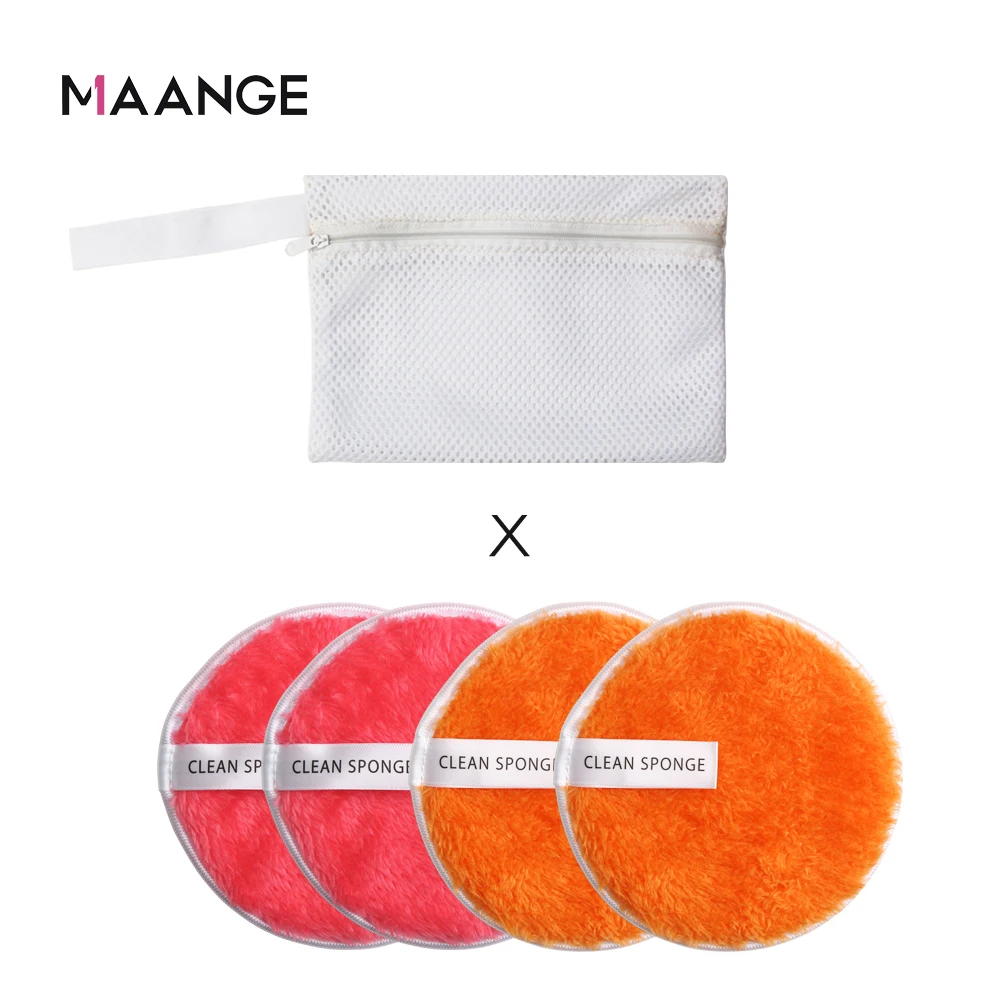 4Pcs Microfiber Makeup Remover Towel With Bag Face Plush Puff Reusable Cleansing Cloth Pads Natural Soft Cleaner Makeup Tools - Цвет: 4pcs with bag F