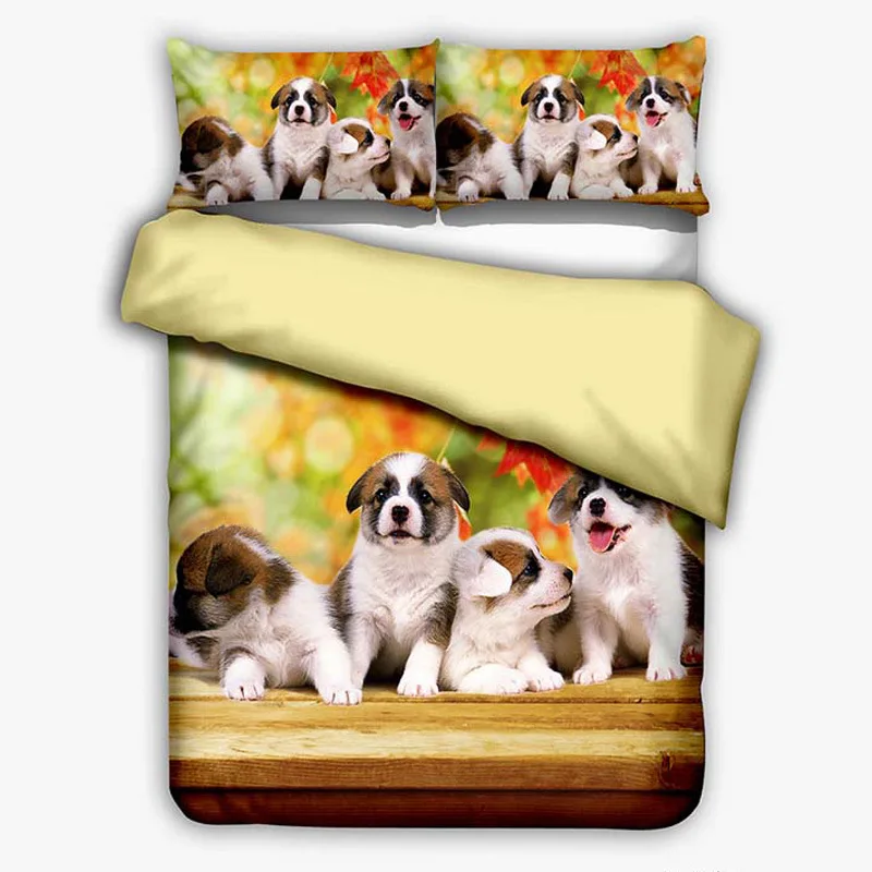 

3D Dog Family Printed Bedding Set Pet Douet Cover for Adults King Size 3d Quilt 150 Bed Set Bed Linens Home Textiles 3pcs