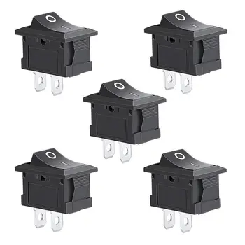 

5-Pack Round Rocker Power Switch 6A 250V AC 2 Pin 2 Position ON/Off Power Switch SPST Black Button