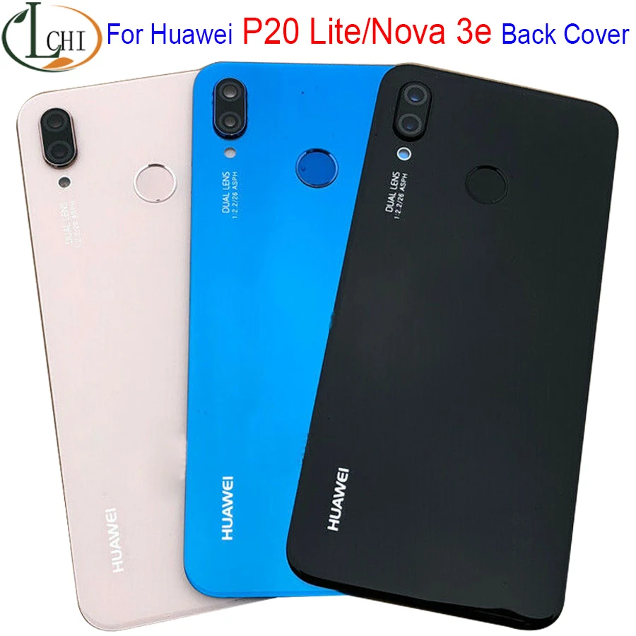 for Huawei P20 Lite Back Battery Cover Rear Glass Panel Door Housing Case For Huawei P20 Lite Battery Cover+Fingerprint Button