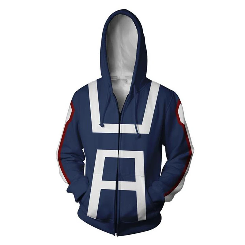 3D Printed My Hero Academia Hoodie Men Women Boko no Hero Academia Cosplay Costume Zipper Sweatshirt School Jackets