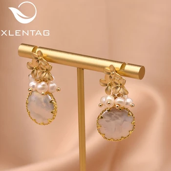 

XlentAg Handmade Fresh Water White Pearl Drop Earrings For Women Girl Birthday Party Gift Boucles D Oreille Femme 2019 GE0872A