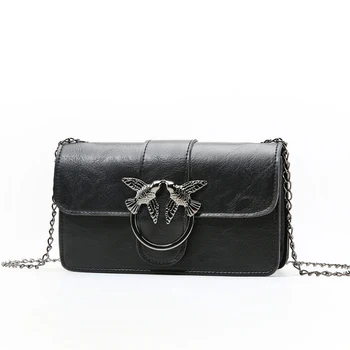 

2020 Fashion Trend Women Shoulder Bags Korea Metal Chain Strap Shoulder Bag Messenger Swallow Crossbody Bag for Girls Buckle